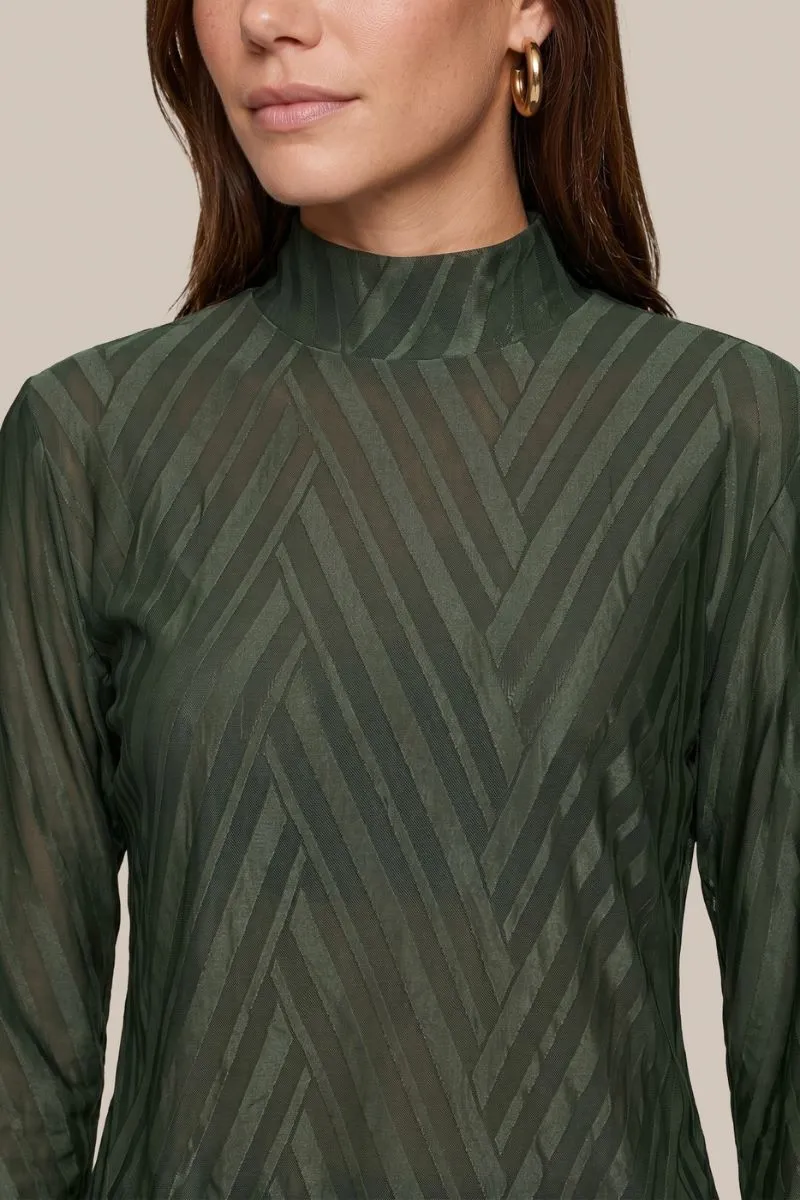 CS The Label Turtle Top Dark Olive, dames top met col in donkergroene kleur